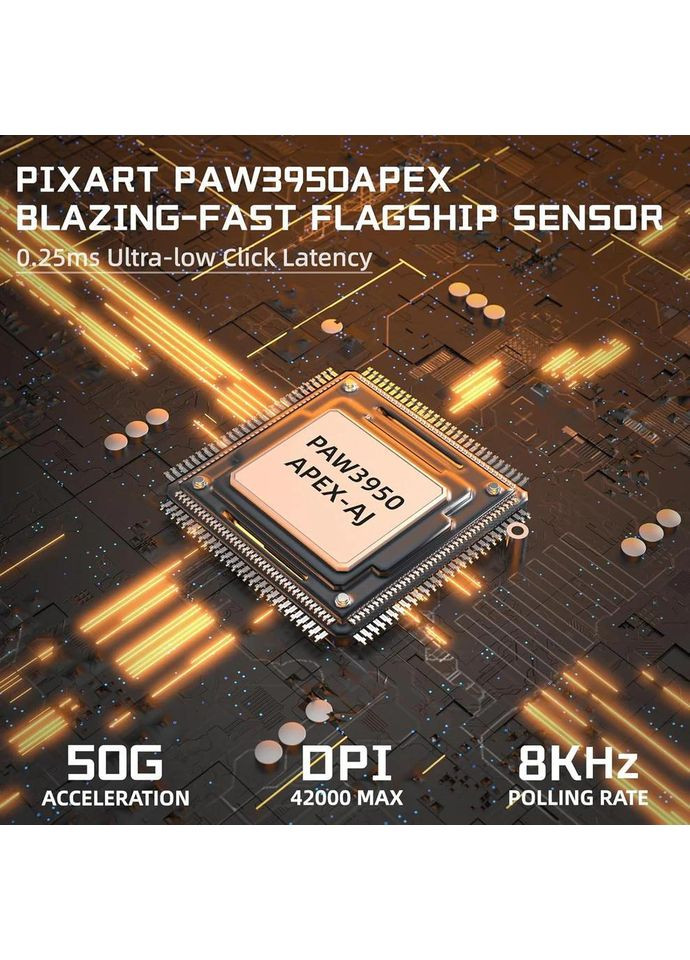 Игровая мышка AJ159 APEX PAW3950 Orange, 8K, 42000DPI, с зарядной станцией Ajazz (370202838)