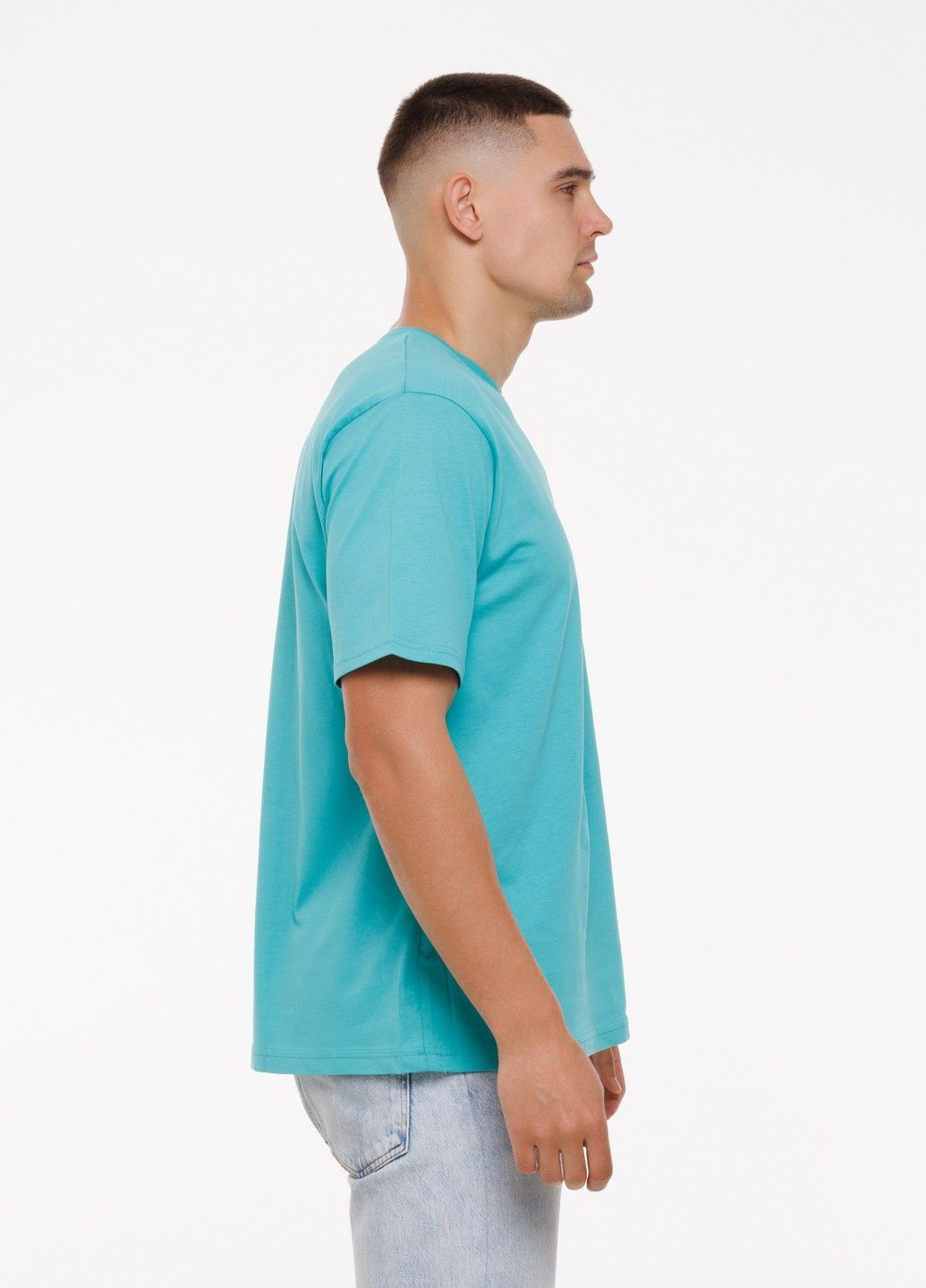 Голубая мужская футболка "crazy speed" l аква (1218036542231) Наталюкс 12-1803