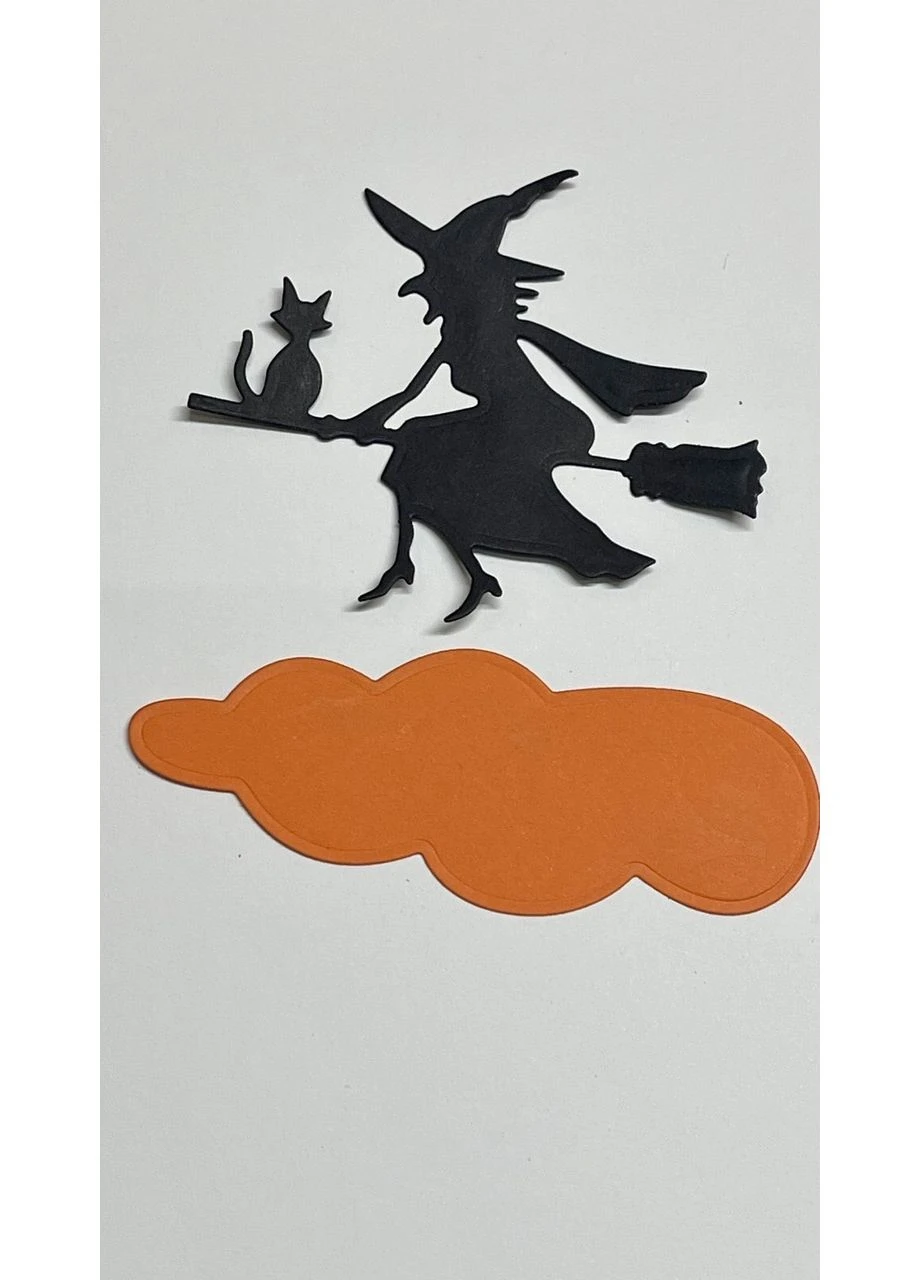 Набір вирубки з картону Відьма на мітлі з хмаринкою Декор на Helloween No Brand (386243444)