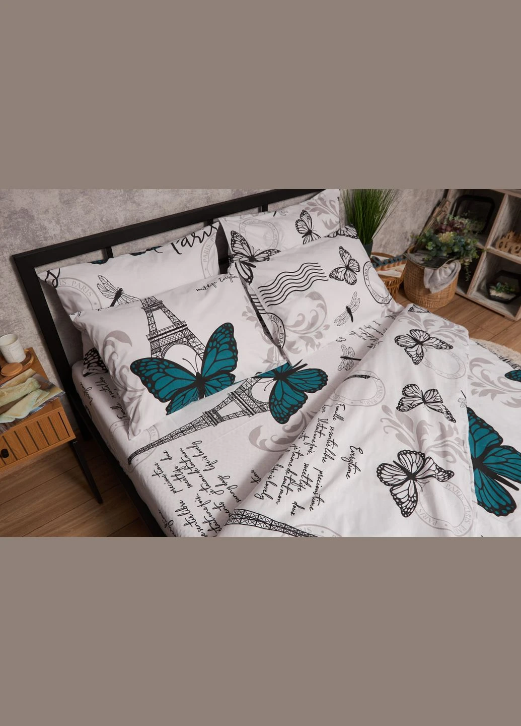Підковдра Бязь Gold Люкс Полуторна 143 x 210 см (MS-870000400) Moon&Star Green Butterflies (303576426)
