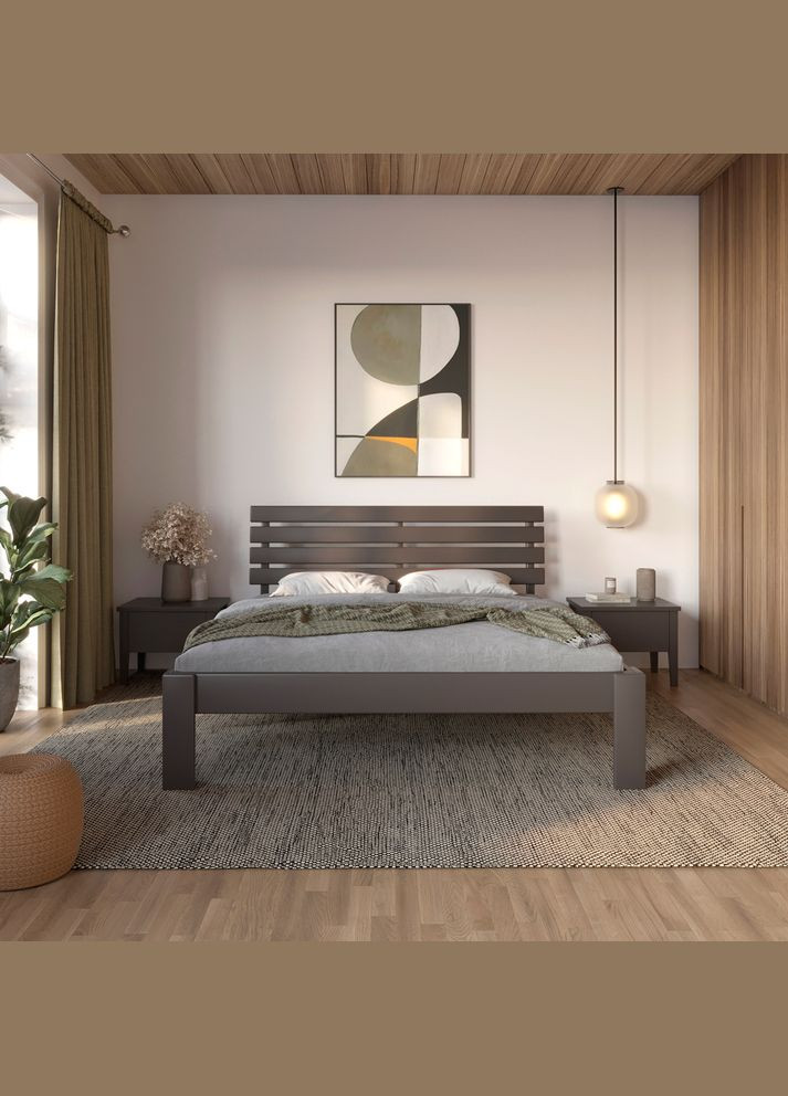 Двуспальная деревянная кровать Техас (RAL9011) 160х200 см (MBG-7004) Mebigrand (368281127)