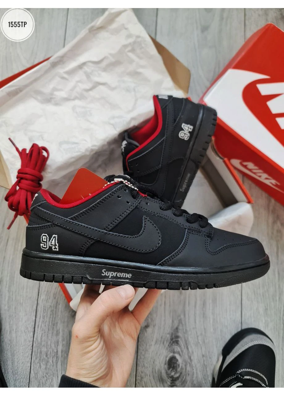 Чорні літні кросівки nike sb dunk low supreme 94 black найк сб данк No Brand