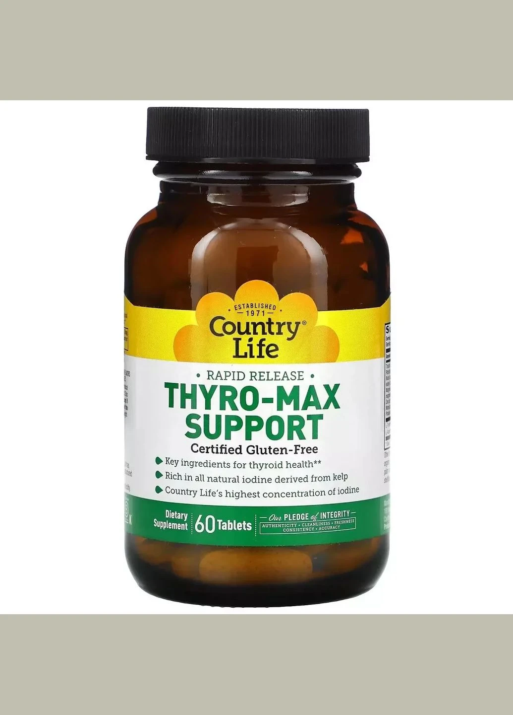 Підтримка Щитовидної Залізи, Rapid Release Thyro-Max Support,, 60 таблеток Country Life (292008606)