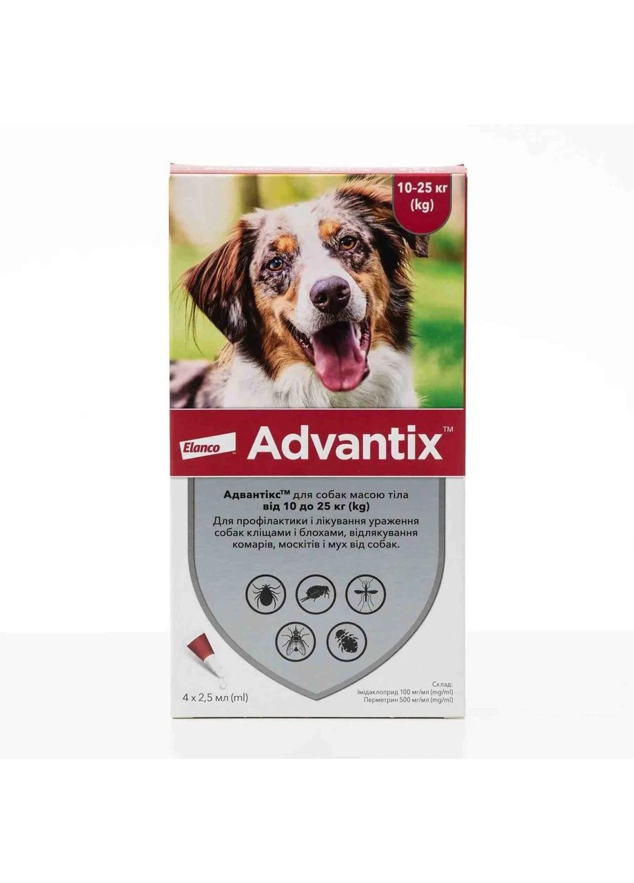 Адвантикс (Advantix), капли от блох, клещей, комаров для собак весом 10–25 кг, 1 пипетка, 2,5 мл (*) Bayer (403085009)