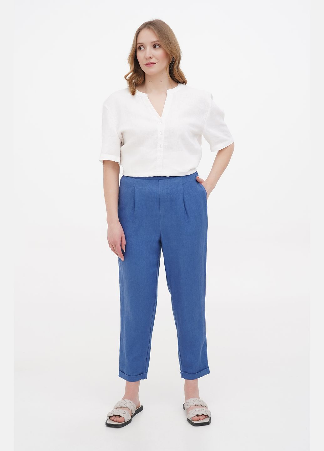 Біла блуза мілана волошковий, р., код 9242/54/1318 ГАЛЕРЕЯ ЛЬОНУ