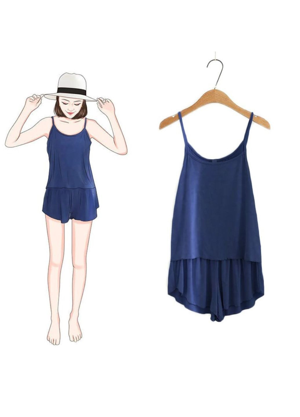 Синяя всесезон женская легкая пижама из майки и шортиков (586-42) майка + шорты Macarena