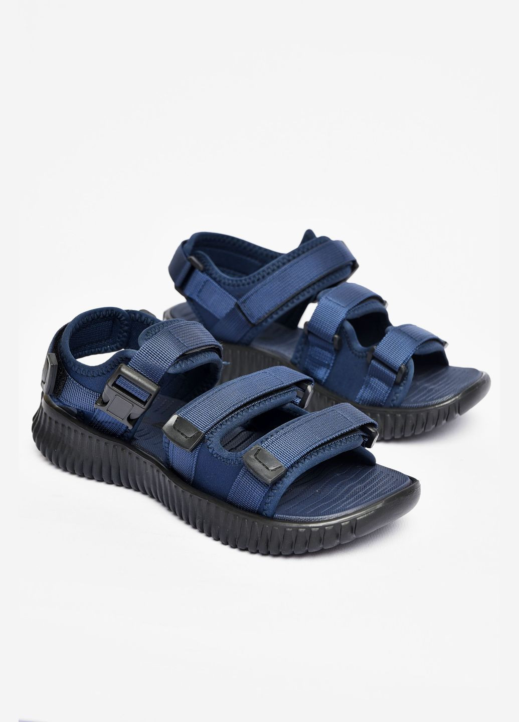 Пляжные сандалии мужские темно-синего цвета Let's Shop на липучке
