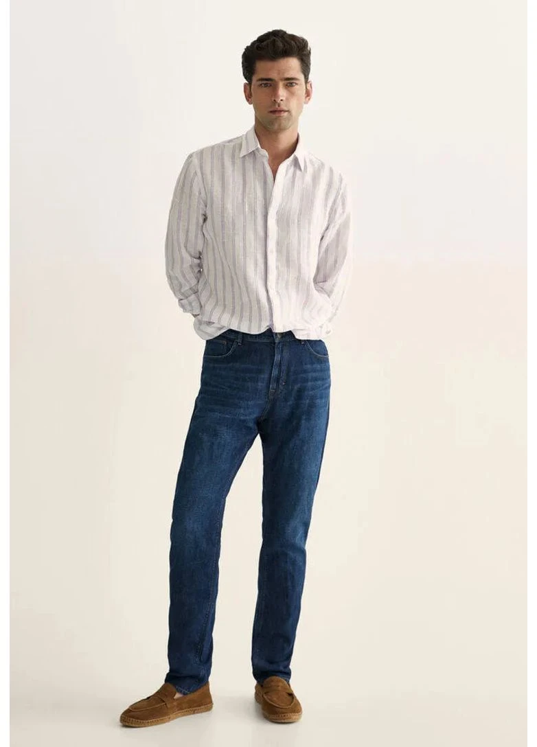 Белая кэжуал рубашка однотонная Massimo Dutti