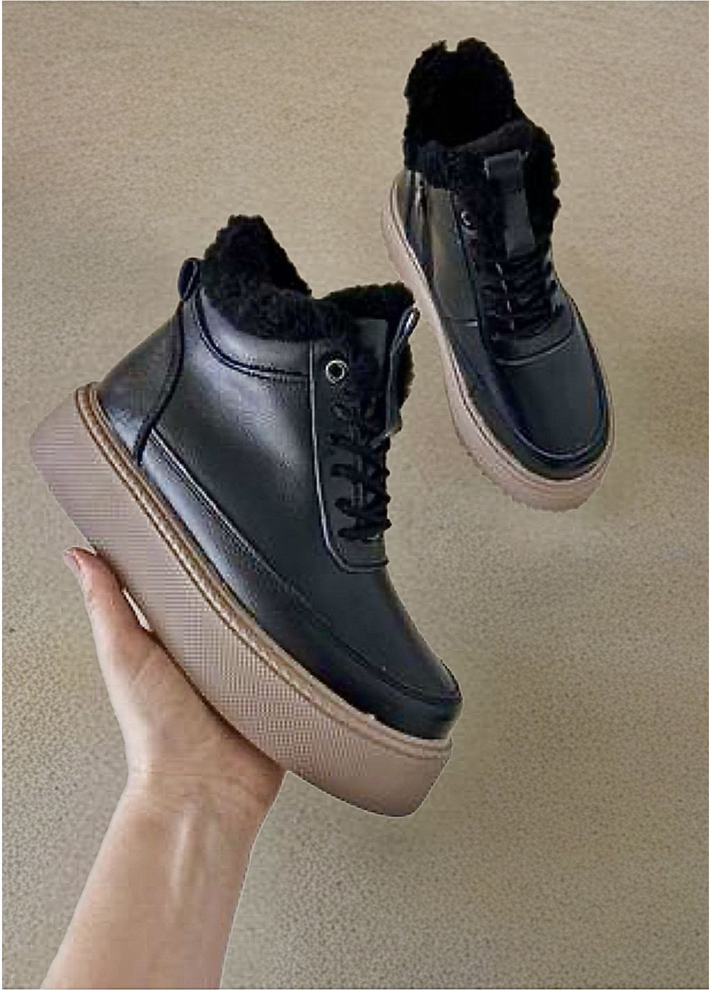 Зимние кожаные зимние ботиночки No Brand