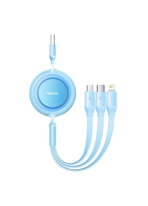 Кабель Bright Mirror 2 Series Retractable 3-in-1 Fast Charging Data Cable USB to M+L+C 3.5A 1.1m Sky Blue Baseus (388967701)