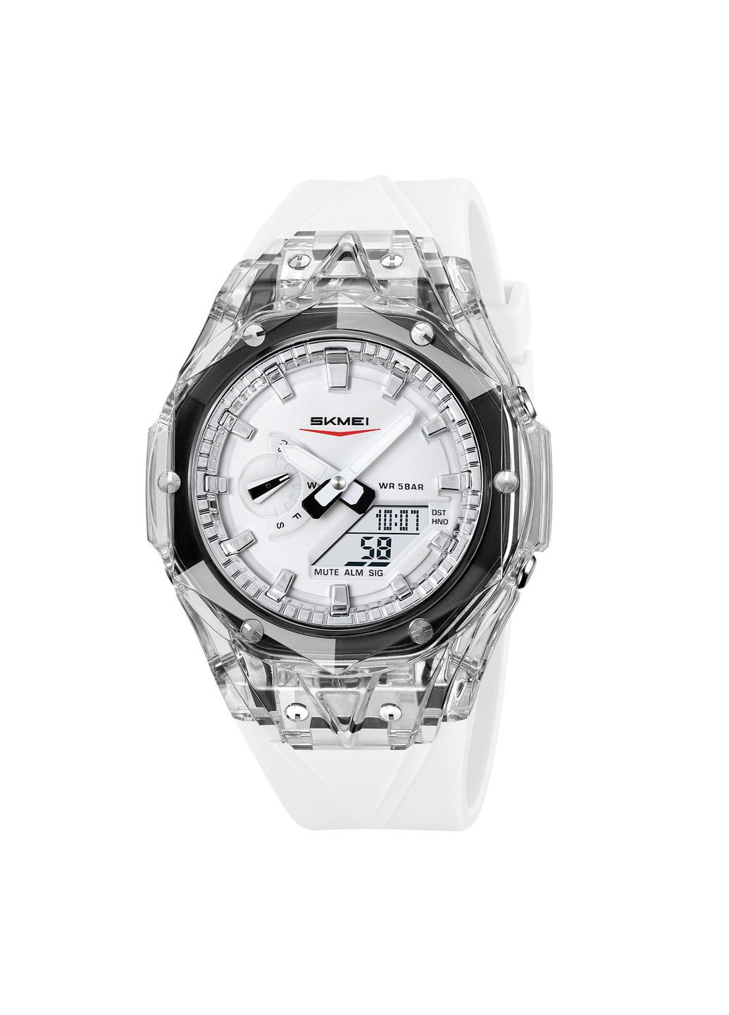 Годинник кварцовий спортивний білий водонепроникний з будильником і секундоміром для чоловіків і жінок ProDobro (367265937)