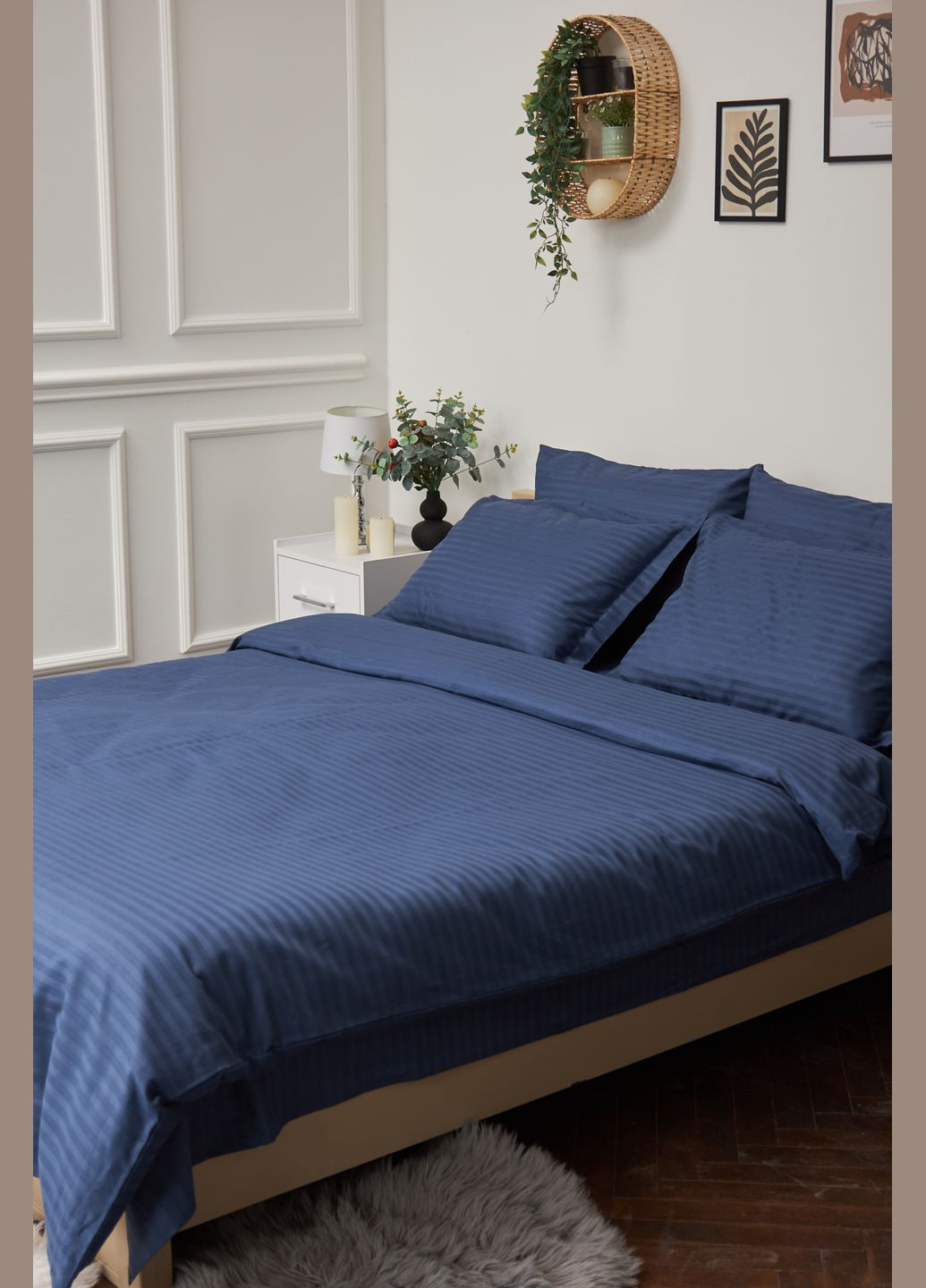 Комплект постельного белья полуторный 143х210 наволочки 2х50х70 Satin Stripe (MS-820000506) Moon&Star delfi blue (284416384)