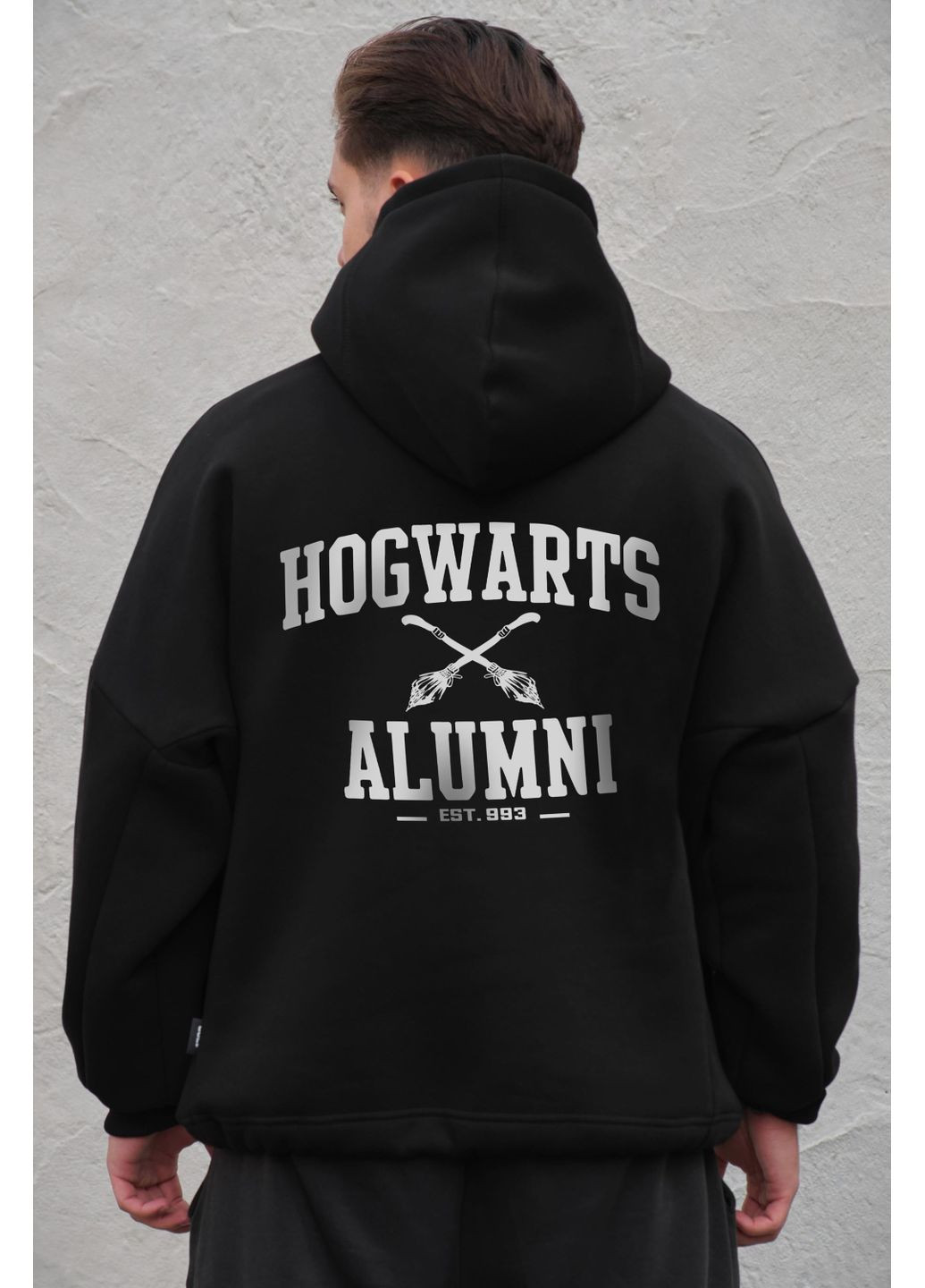 Чоловіче Оверсайз Худі Толстовка На Флісі З Капюшоном Та Принтом Alumni Without (365642693)