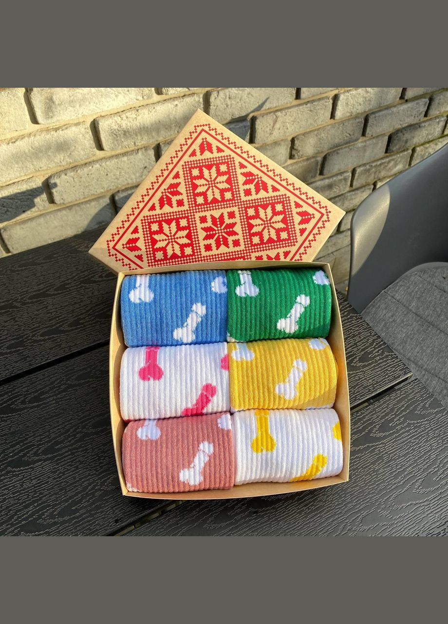 Комбіновані бокс чоловічих високих шкарпеток 40-45 на 6 пар у подарунковій коробці Vakko (307009097)