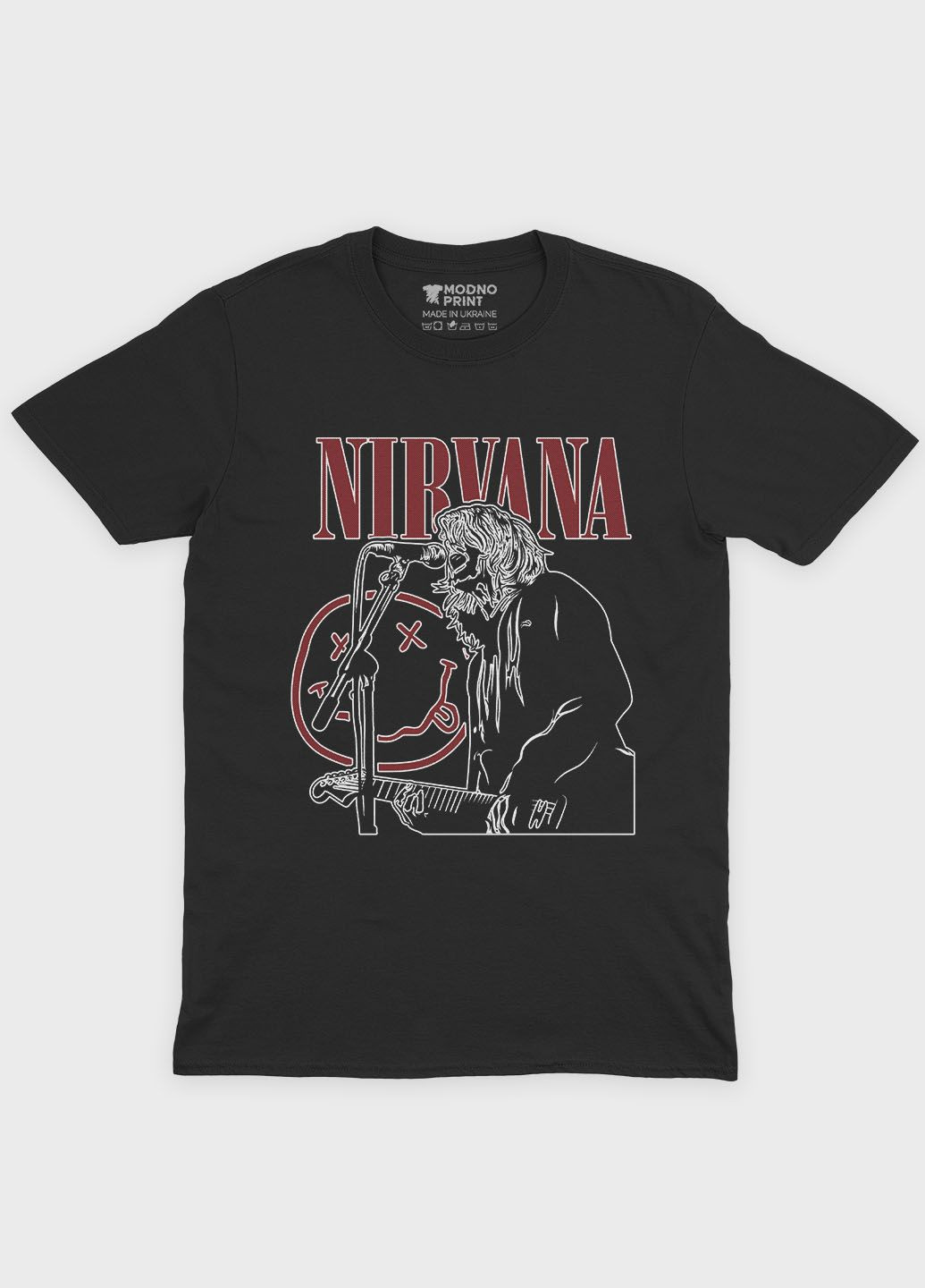Чорна чоловіча футболка з рок принтом "nirvana" (ts001-1-bl-004-2-084-m) Modno
