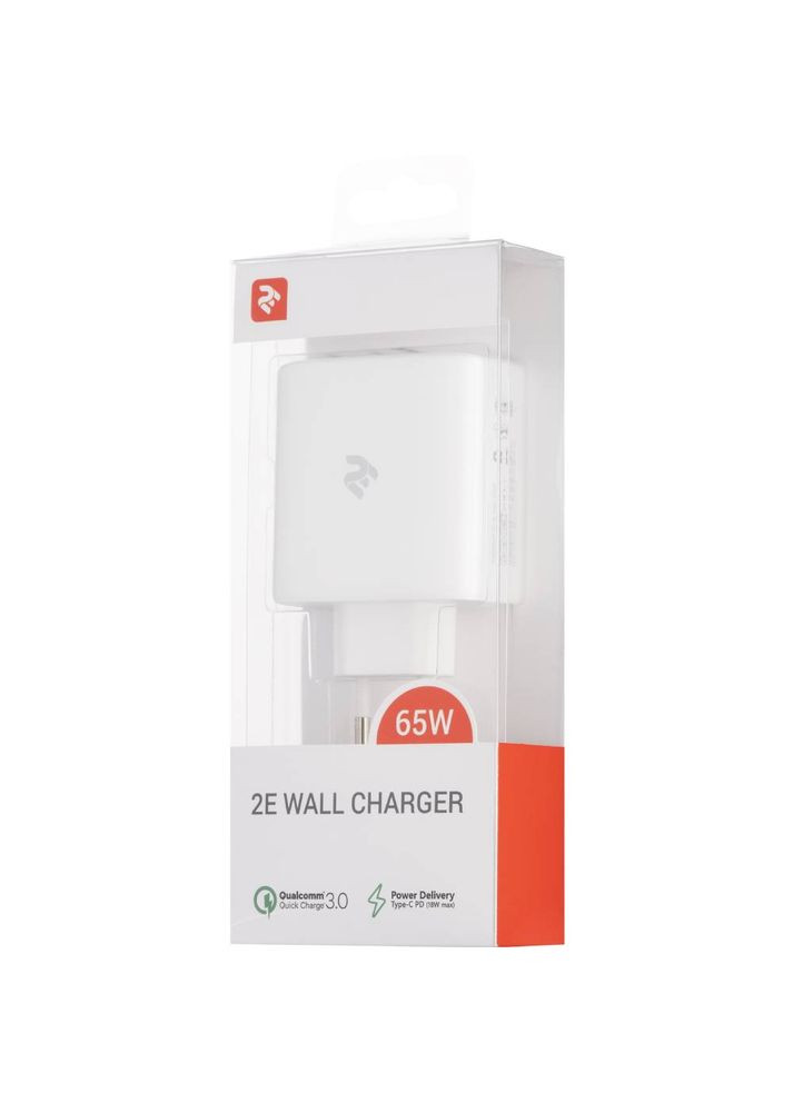 Зарядное устройство для USB-C Wall Charger GaN 65W White (-WC3USB65W-W) 2E (322905333)