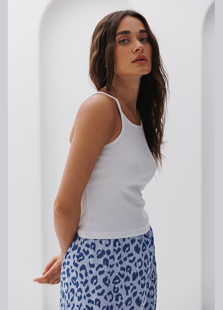 Женская майка в рубчик с американской проймой белая Arjen — 297579850