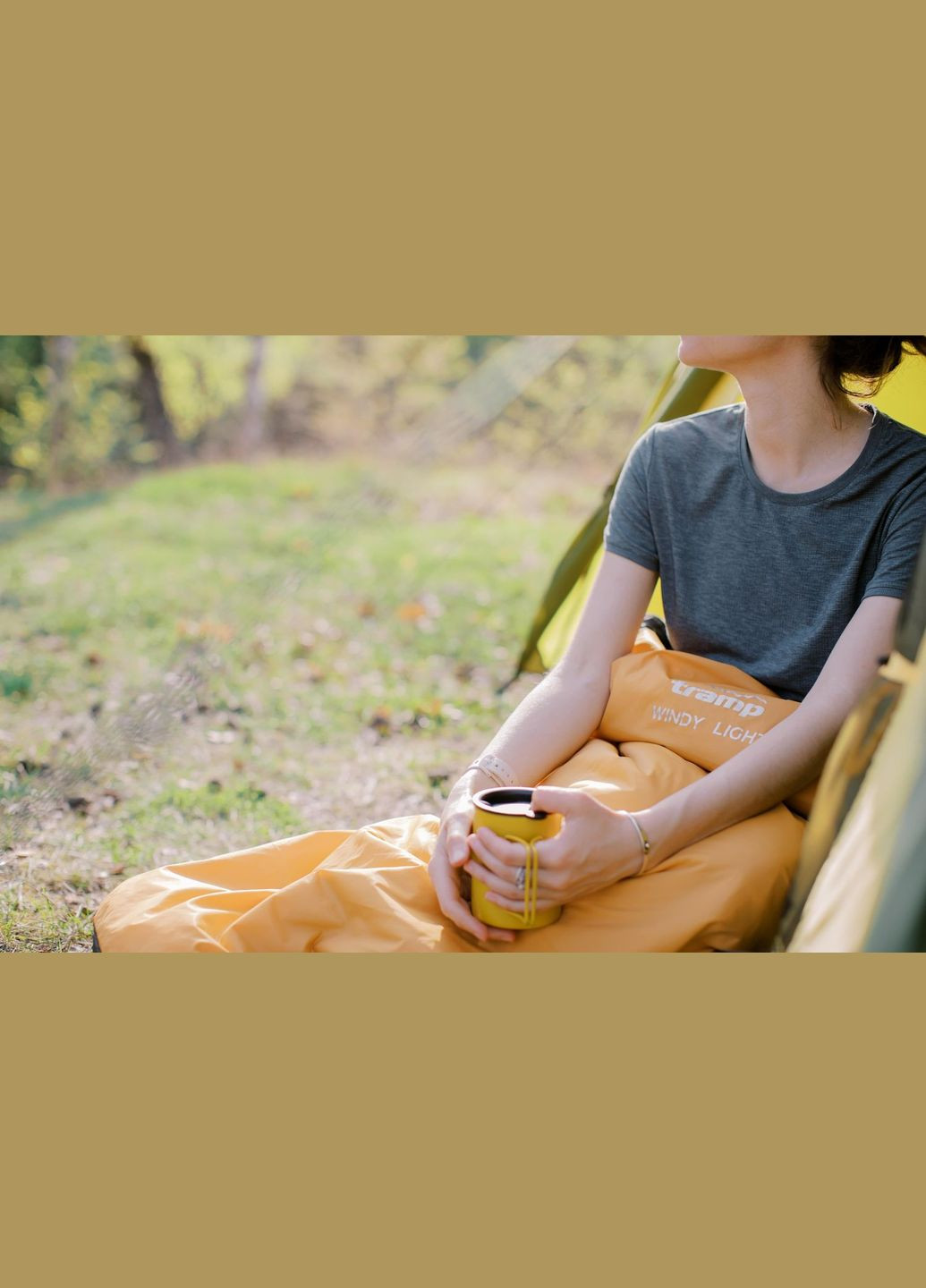 Спальный мешок кокон правый yellow/grey 220/80-55 Tramp Windy Light (333830949)
