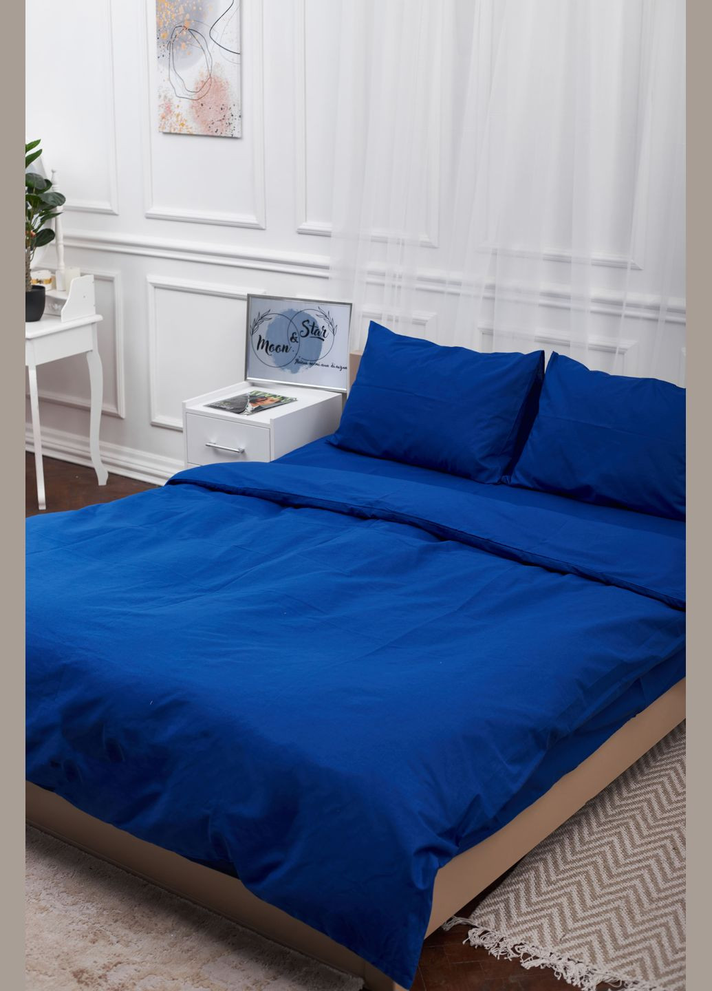 Комплект постельного белья евро 200х220 наволочки 2х50х70 Бязь Gold Люкс (MS-820000811) Moon&Star blue (285718025)