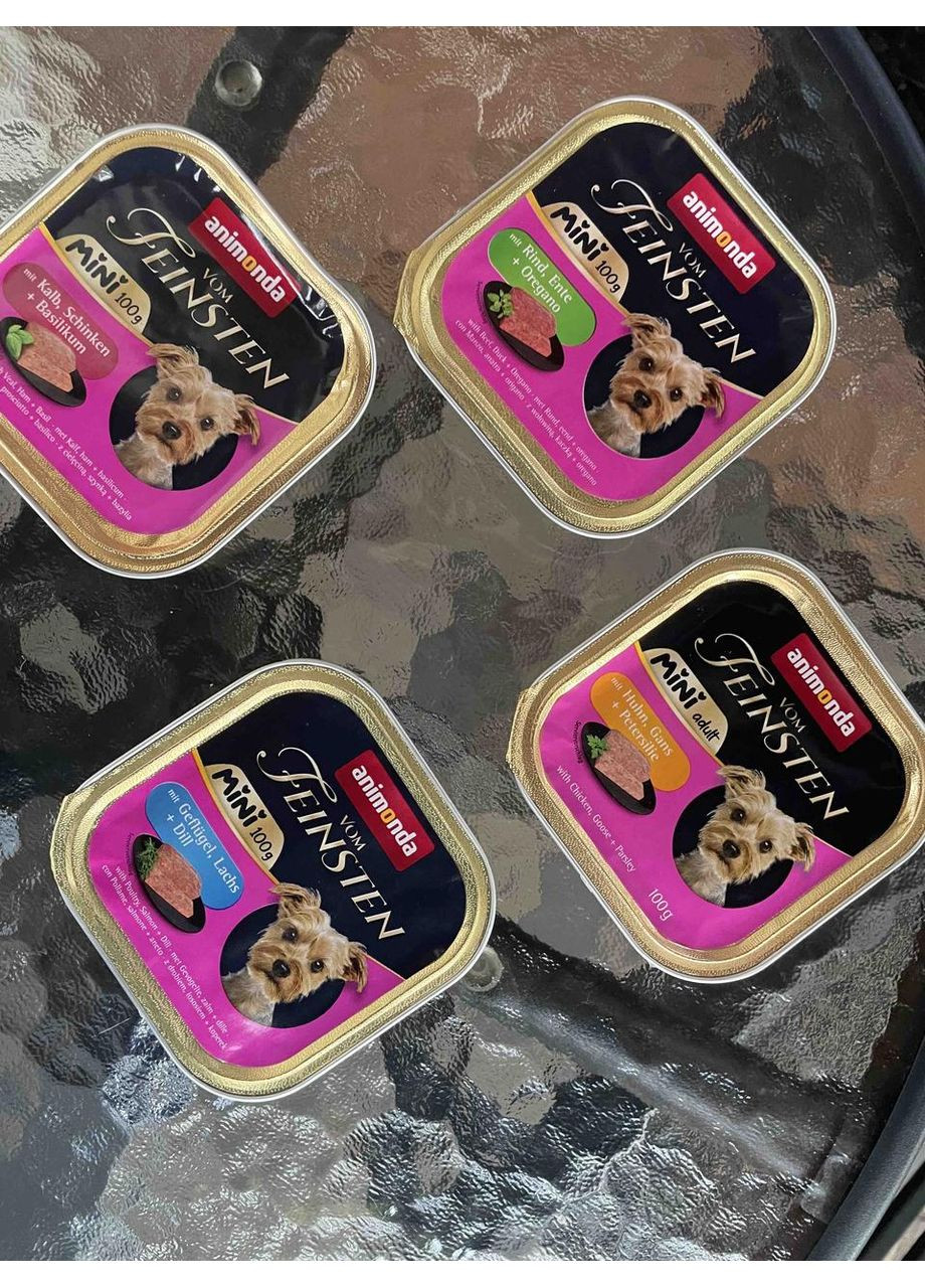 Корм влажный для собак мини пород Vom Feinsten Adult Mini паштет - 100 г ( В ассортименте) Animonda (356568050)