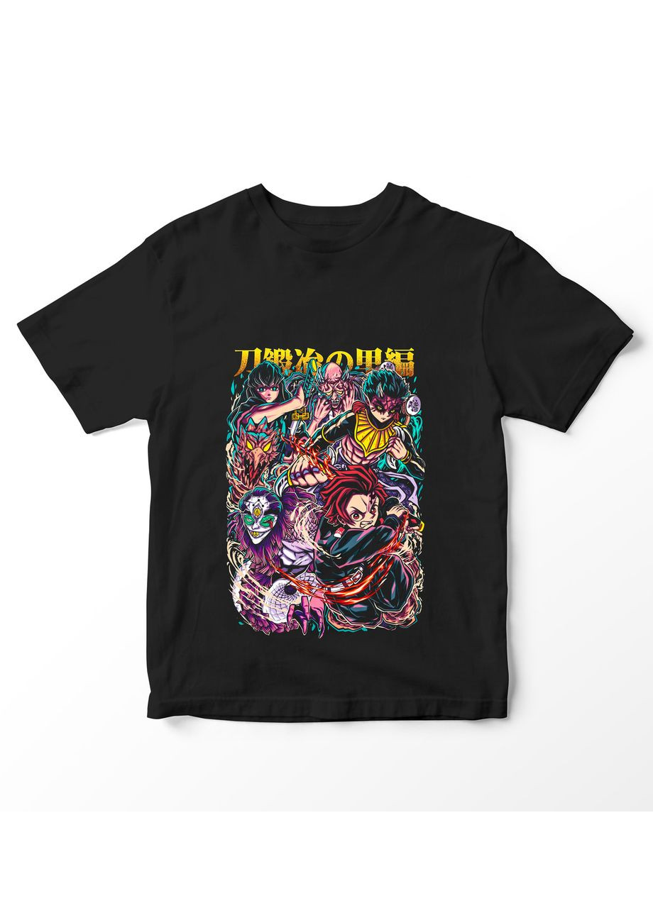 Черная футболка с аниме принтом клинок, рассекающий демонов-29 No Brand