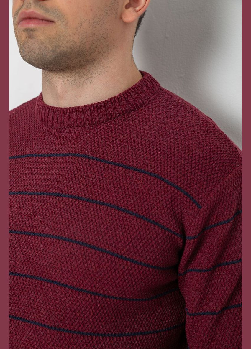 Бордовый свитер мужской в полоску, 161r1057 Ager