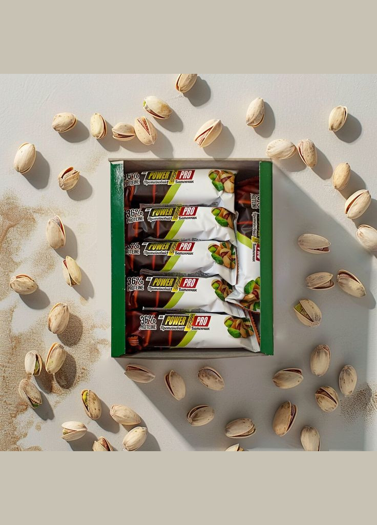 Батончик 36% Protein Bar with Nuts БЛОК, 20*60 грам Фісташка Power Pro (322238593)