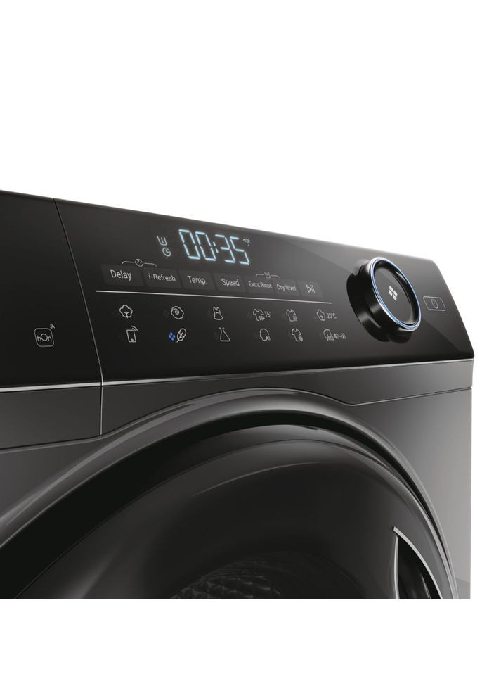 Стирально-сушильная машина фронтальная, 8(5)кг, 1400, A, 46см, дисплей, пара, инвертор, люк черный, прямой привод, серебристый Haier (315143868)