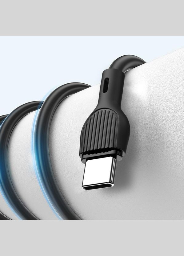 Кабель USB NB200 2.1A Quick Charge Type-C 2m прорезиненный black XO (322706530)