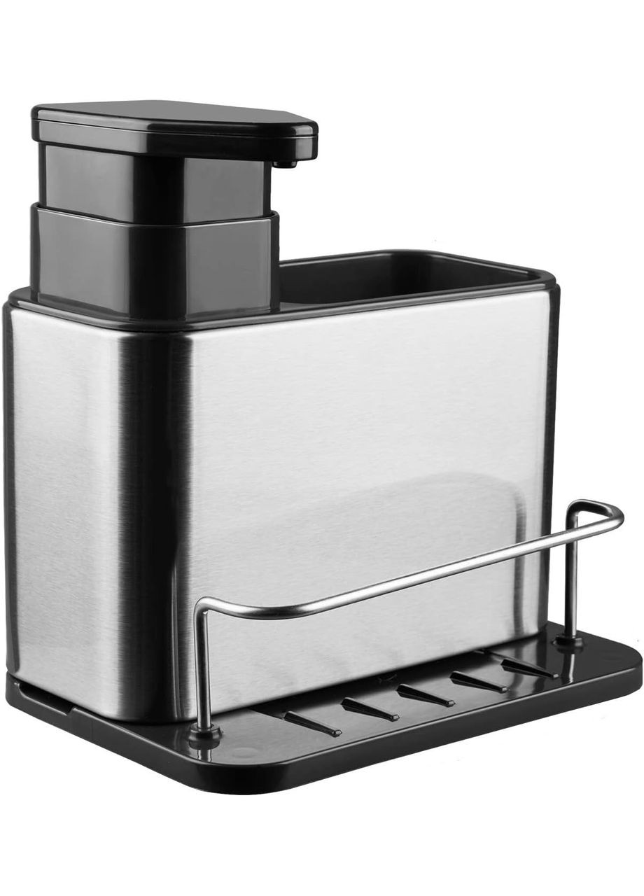 Диспенсер для моющего средства и органайзер с подставкой Modern Kitchen PK-26 Silver/Black No Brand (350349121)