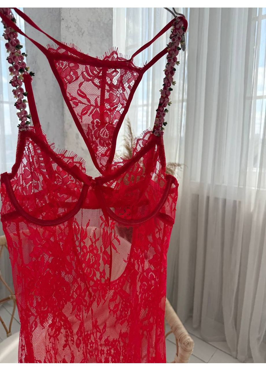 Пеньюар червоний з мереживом Vital-Textile 094/27 (361853757)