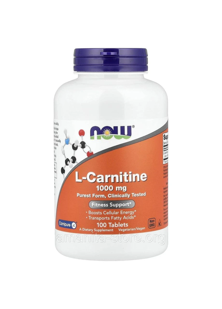 L-карнітин, L-Carnitine,, 1000 мг, 100 таблеток Now Foods (398338114)