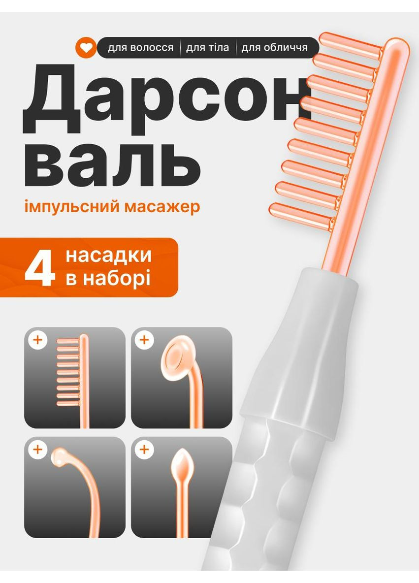 Дарсонваль для догляду за волоссям шкірою обличчя та тіла Косметологічний апарат Гребінець для дарсонвалізації Medica+ LZ-006A (361348601)