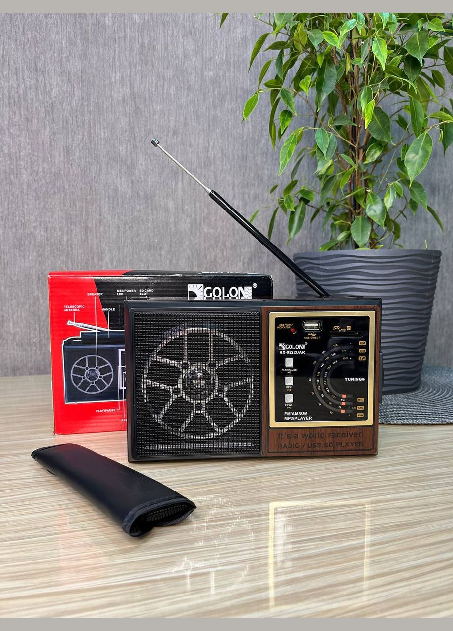 Радіоприймач RX-9922UAR від мережі з акумулятором, з роз'ємом під батарейками, і Bluetooth, USB, SD Golon (330828948)