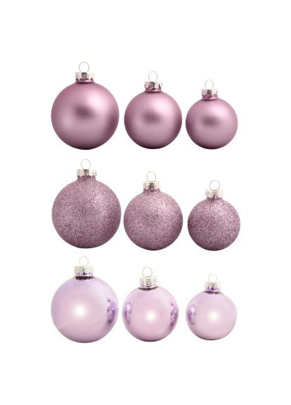 Елочная игрушка Стеклянные шарики 26 шт D7 см D6 см D5 см Сиреневые (8720362102854) House Of Seasons Скляні кульки 26 шт D7 см D6 см D5 см Бузкові (367830096)