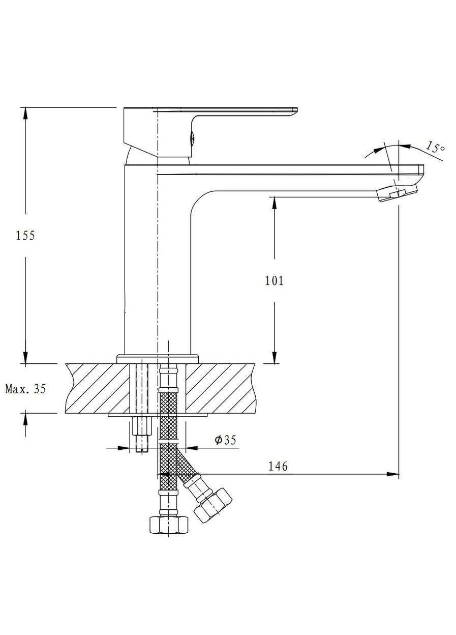 Смеситель для умывальника Alex 001 с удлиненным изливом (HB0880) Haiba (322006868)