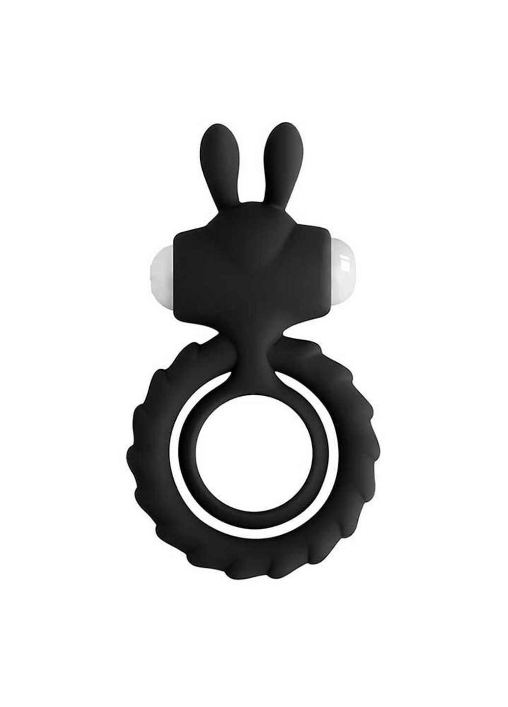 Черное двойное эрекционное кольцо с вибростимуляцией "Rabbit" No Brand (288538318)