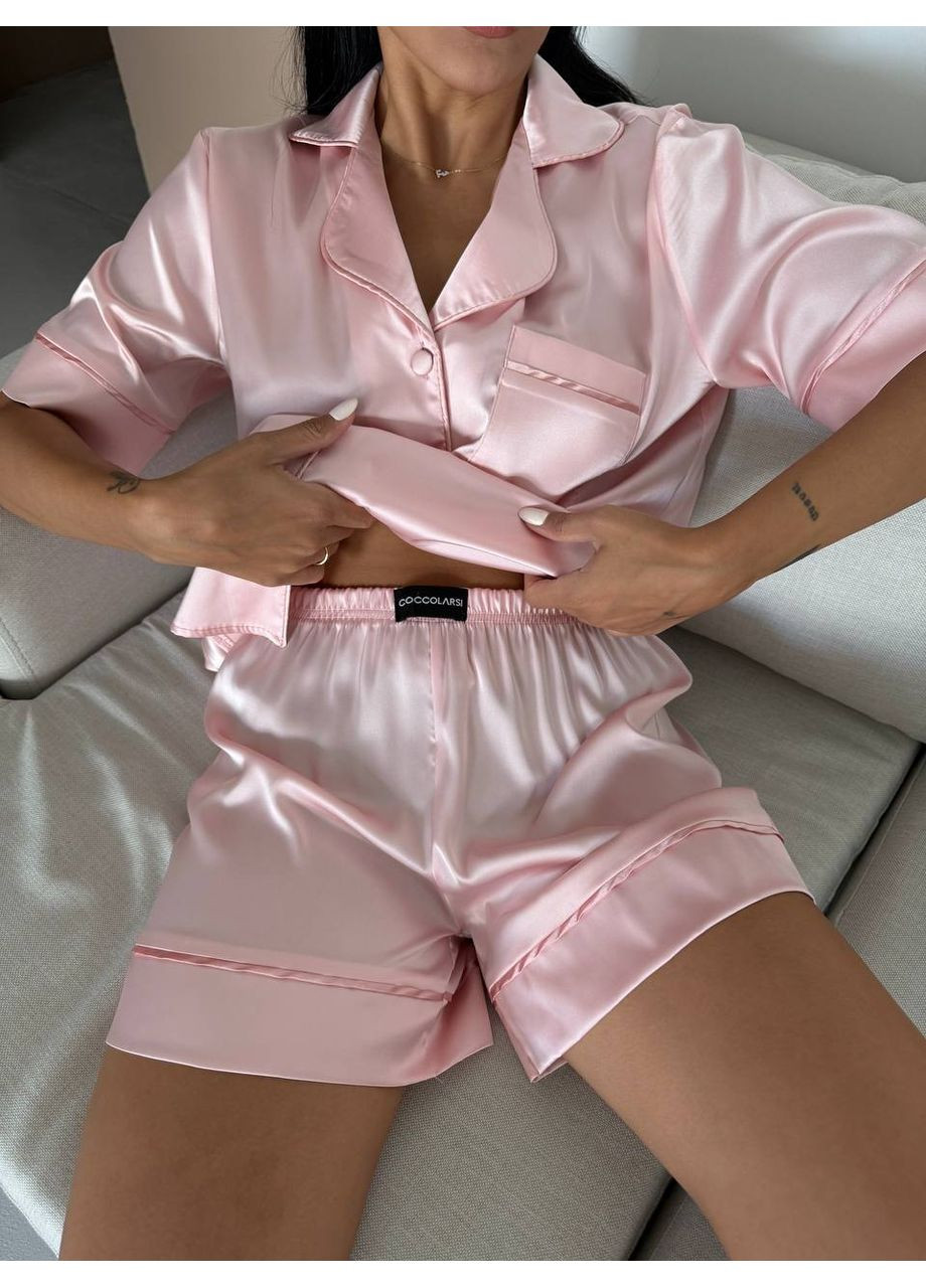 Рожева всесезон жіноча піжама | рожева сорочка + шорти Vital-Textile 1001/Т9