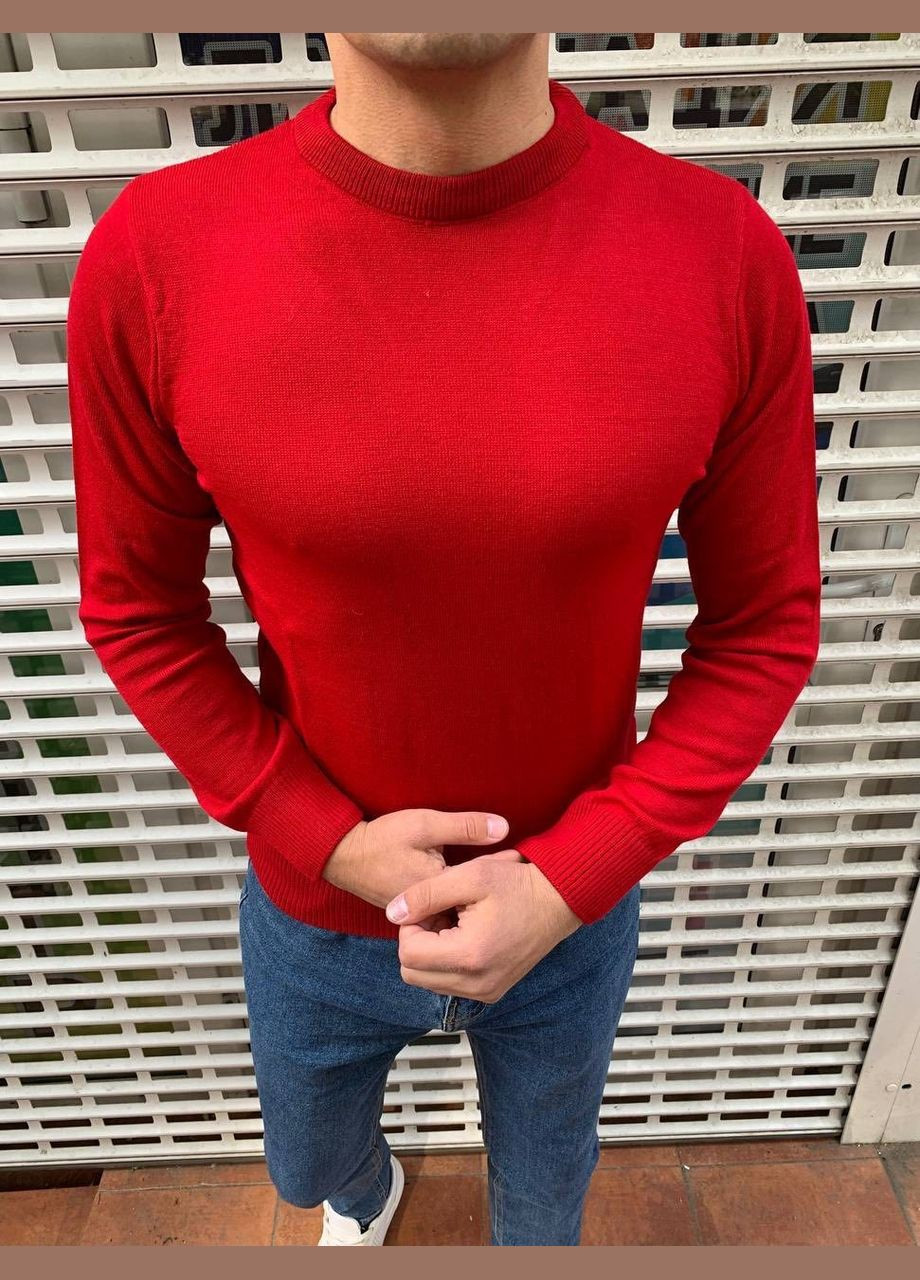 Красный демисезонный мужской базовый свитер No Brand