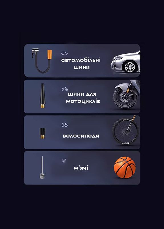 Портативний автомобільний компресор CZX-11 бездротовий з дисплеєм манометром ліхтариком Type-C 2 шт. Lesko (349729722)