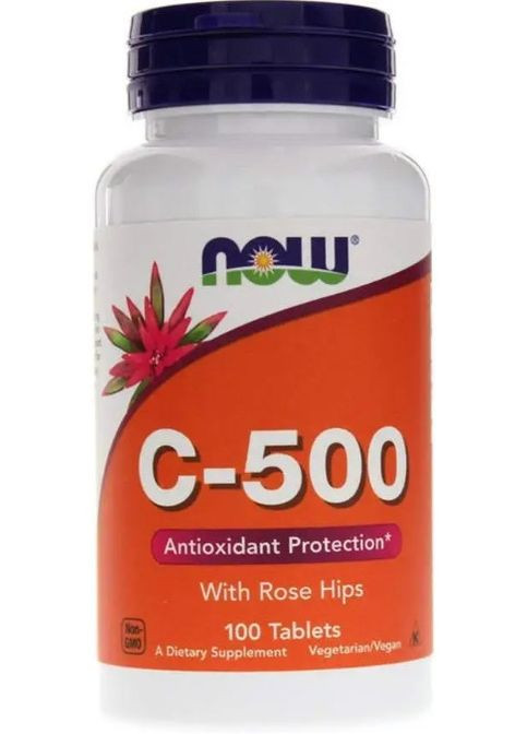 Вітамін С (аскорбінова кислота) Vitamin C with Rose Hips 500 мг 100 таб Now Foods (357343157)