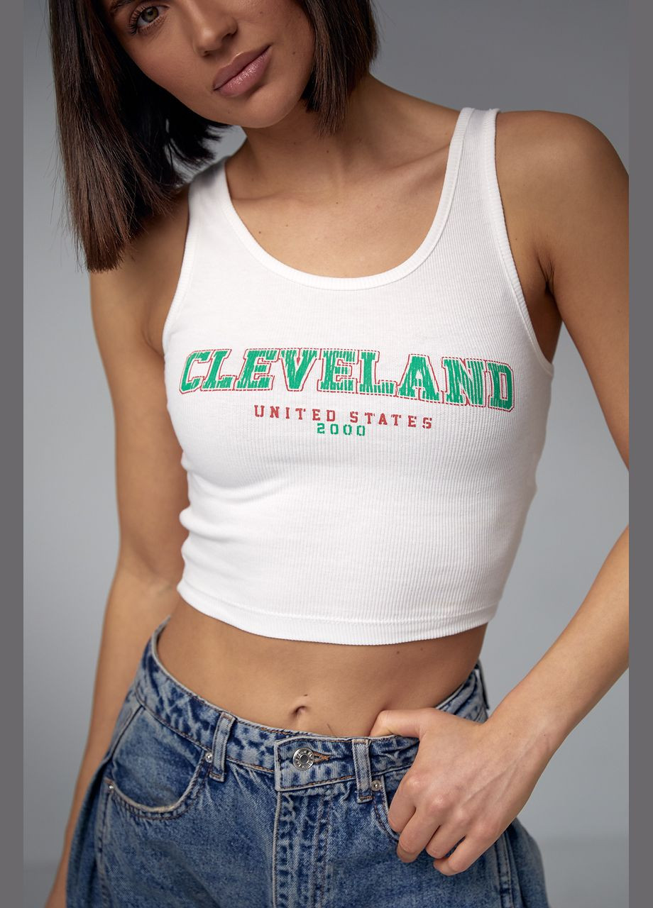 Трикотажний топ у рубчик із принтом Cleveland 13195 Lurex — 281329919