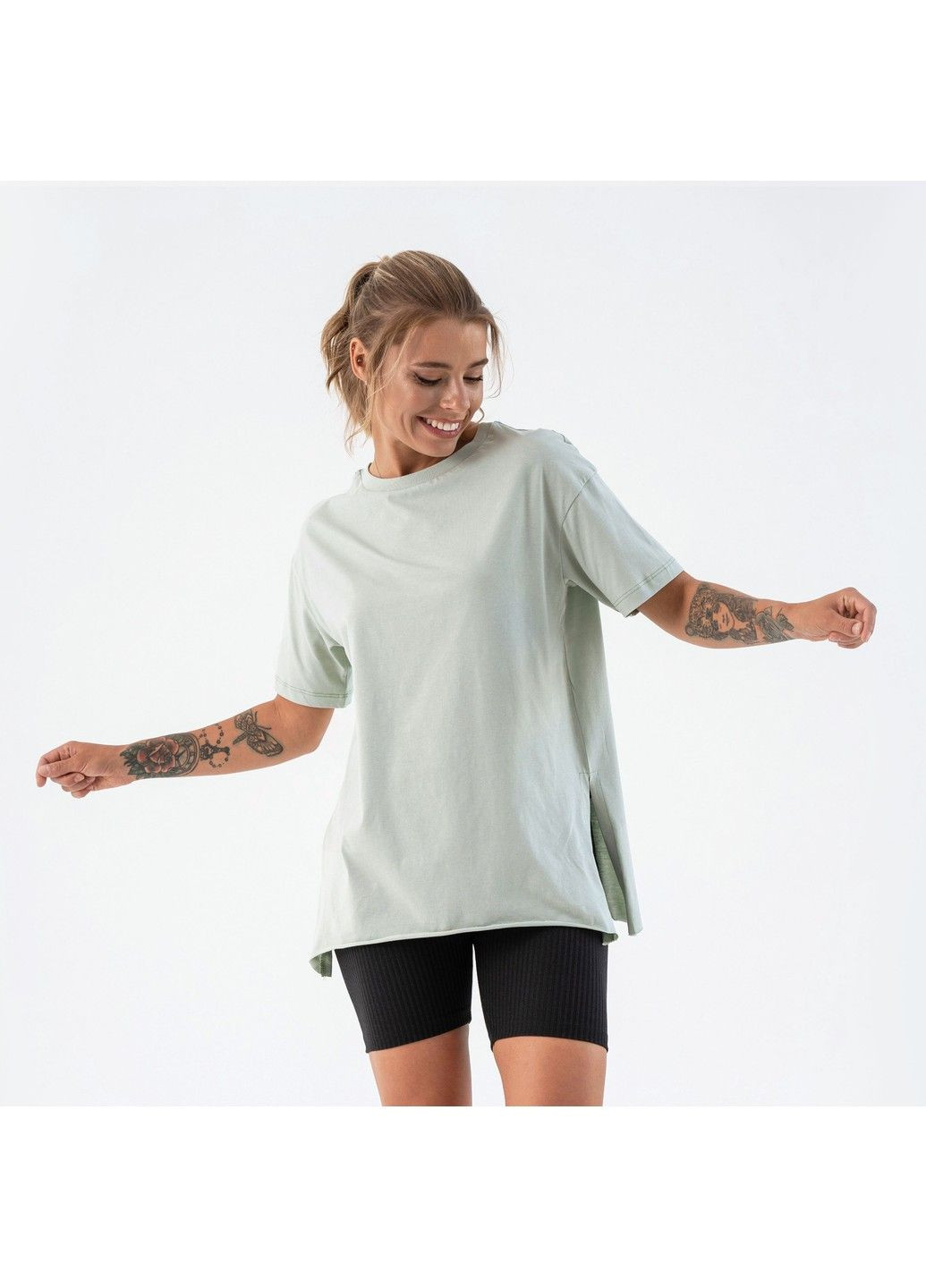 Фісташкова літня жіноча футболка з довгими рукавами long фісташкова Teamv