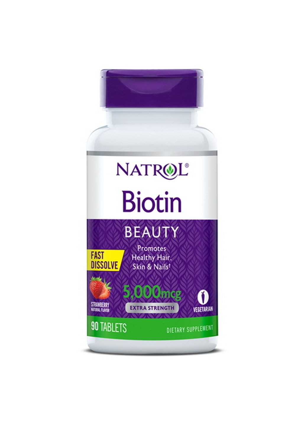 Витамины и минералы Biotin 5000 mcg, 90 таблеток - клубника Natrol (293416438)
