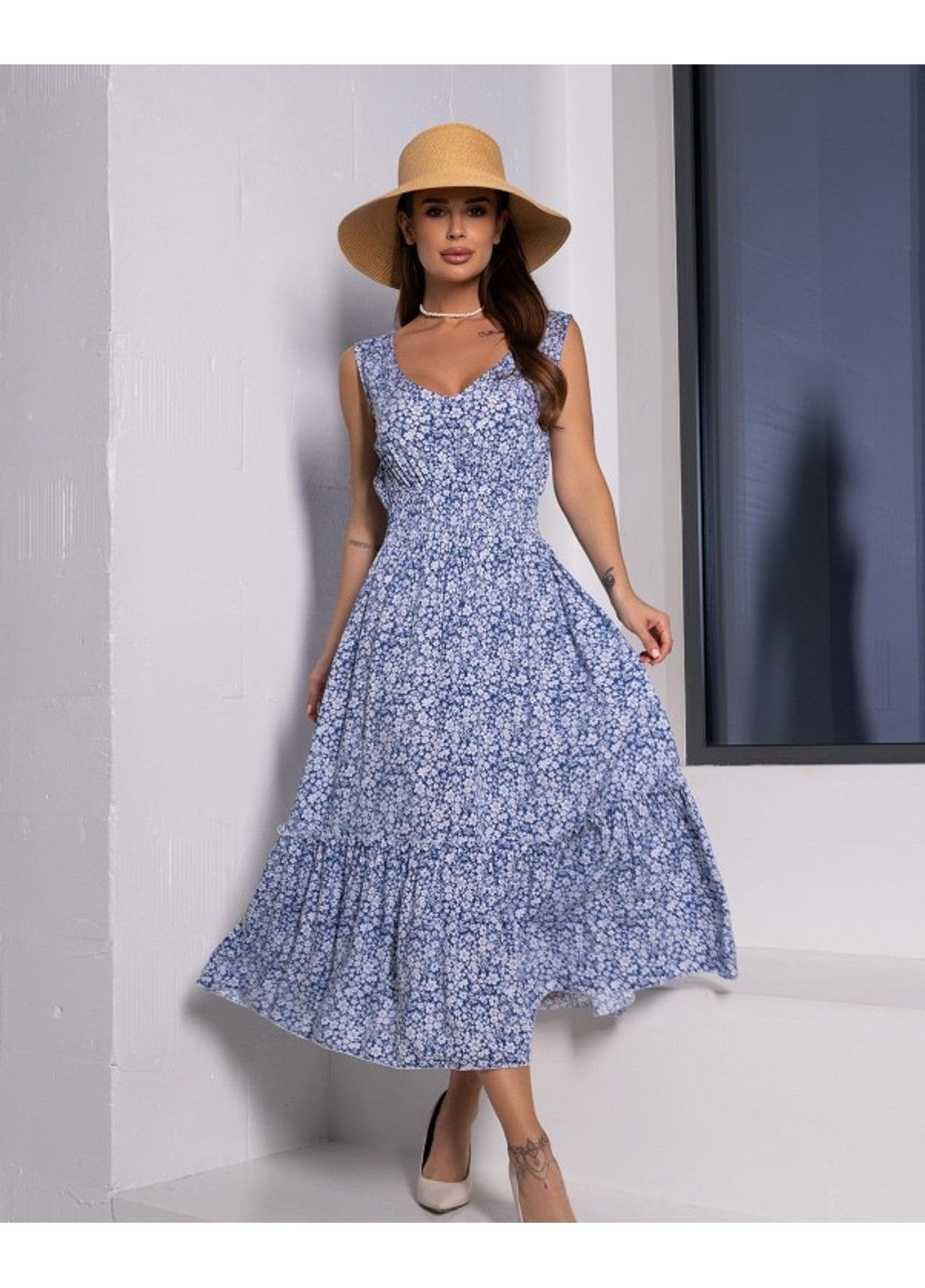 Синее повседневный платья 14651 синий ISSA PLUS