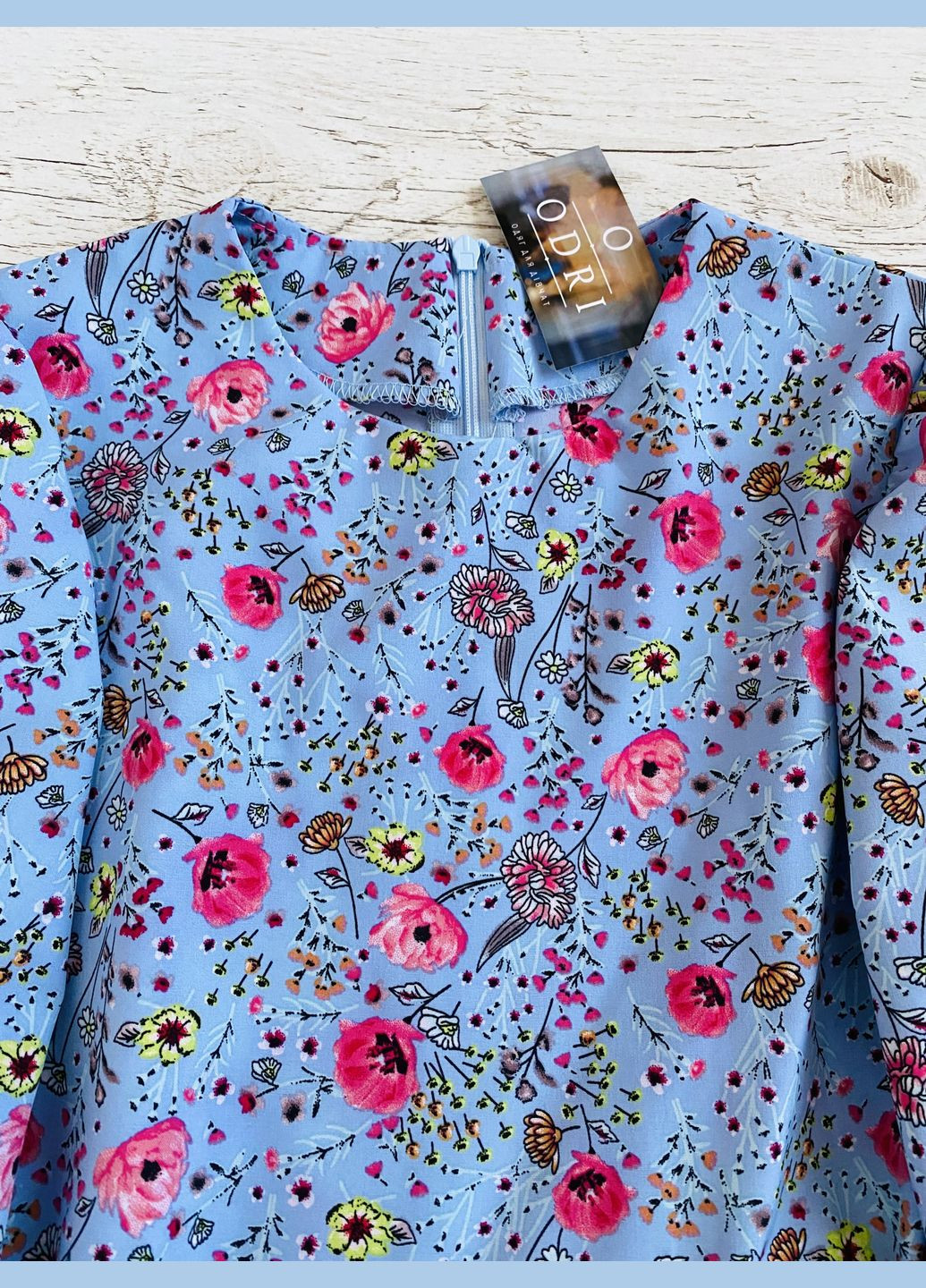 Голубое детское голубое весеннее платье с поясом для девочки (00110) Odri (322301525)