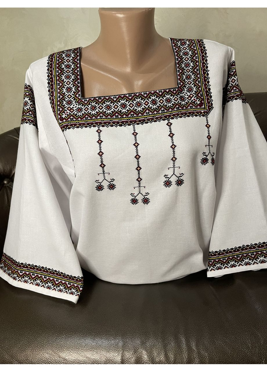 Белая стильная гуцульская вышиванка на белом домотканом полотне ручной работы ж-2540-2346. l (371907752)