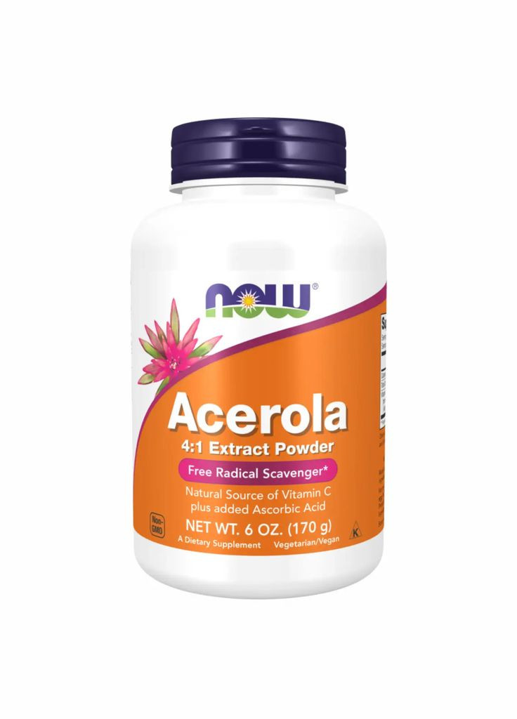 Экстракт ацеролы "Acerola 4:1 Extract Powder" барбадосская вишня в порошке, 3200 мг 170g Now Foods (278652032)