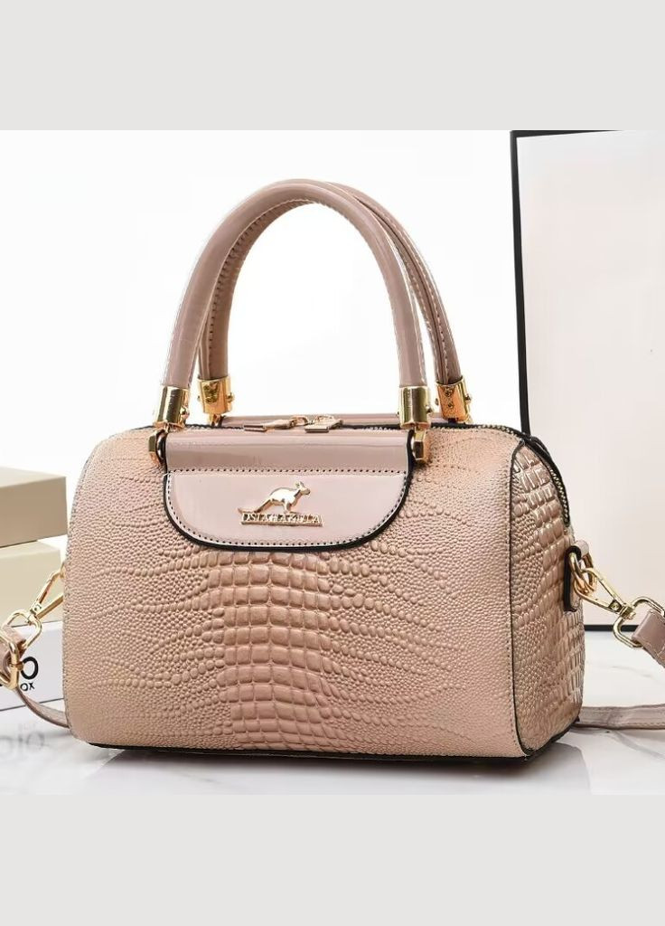 Міні сумка під рептилію, лакова екошкіра, циліндрична, бежевий (sku_1284Б) No Brand (330576180)