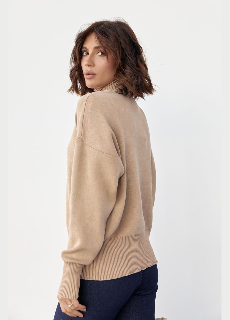 Светло-коричневый зимний женский свитер в технике тай-дай 6316 Lurex